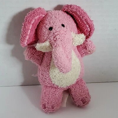 Pottery Barn Kids Stuffed Plush Washcloth Terrycloth Pink Elephant Small Toy 5" - Изображение 1 из 4