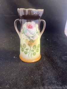 Old Vintage Double Handle Rose Vase Made In Czechoslovakia - Picture 1 of 3