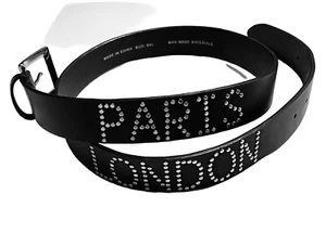 Black Studded Fashion Belt XXL New York Paris London Womens Silver Rivets 2X 2XL - Picture 1 of 20