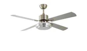 Ventilador de techo con luz LED Argos Home níquel satinado 4 brazos control remoto 3446403 R - Imagen 1 de 5