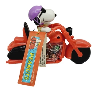 Snoopy Red Motorcycle Candy Dispenser Peanuts Galerie Purple Helmet Partial Tag - Picture 1 of 24