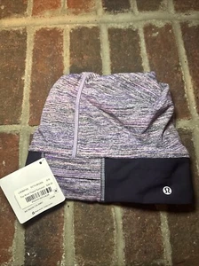 Cappello Lululemon Toque Open Top convertibile scaldacollo coda di cavallo corsa viola - Foto 1 di 9