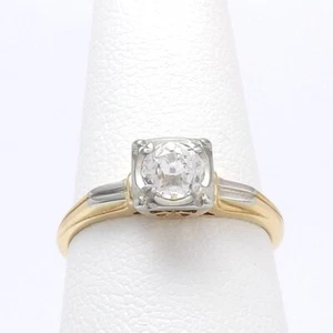 Victorian Mine Cut Diamond 18k White Gold Box Set 14k Band Engagement Ring sz7 - Picture 1 of 9