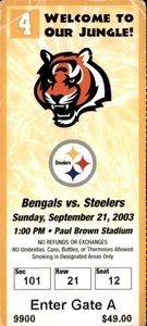 9/21/03 Cincinnati Bengals vs Pittsburgh Steelers Ticket Stub Jerome Bettis HOF - Picture 1 of 2