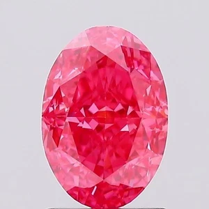 Lab Grown Oval 1.58 Fancy Vivid Pink VS1 Certified Lab Grown CVD Diamond - Picture 1 of 11