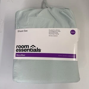 New Room Essentials Microfiber Solid Sheet Set 4PC- (QUEEN) Mint - Picture 1 of 3