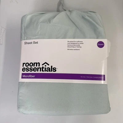 New Room Essentials Microfiber Solid Sheet Set 4PC- (QUEEN) Mint - Image 1 of 3
