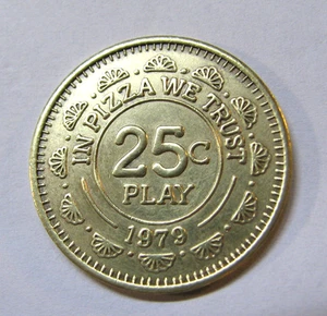 1979 Chuck E Cheese 25c Play Brass Coin Token-San Jose CA. 3rd Year Minted -Rare - Picture 1 of 7
