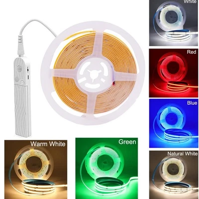 USB Battery Powered 5V COB LED Strip Light PIR Motion Sensor Flexible LED Tape - Image 1 of 4