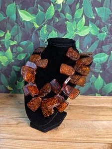 Vintage-Style Chunky Necklace w/ Amber-Like Resin or Pressed Amber - Picture 1 of 9