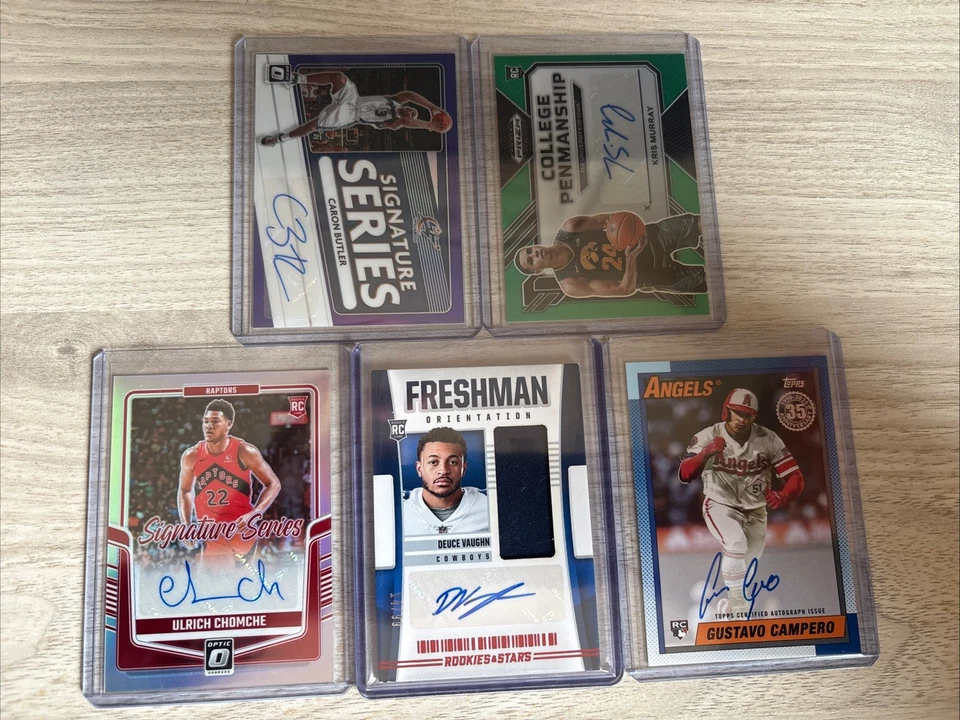 Lote de autógrafos de novato MLB/NBA/NFL (principalmente) (5 tarjetas en total) Foto 1 de 1
