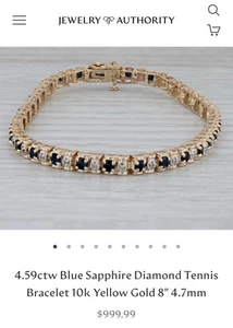 Vintage Tennis Armband 10K Gold Saphir & Diamant 6g 17cm 6,5" - Bild 1 von 23