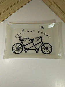 Bandeja decorativa de vidrio para servir. Bicicleta Doble Tándem Diseño 11.75"×7.75" - Imagen 1 de 1