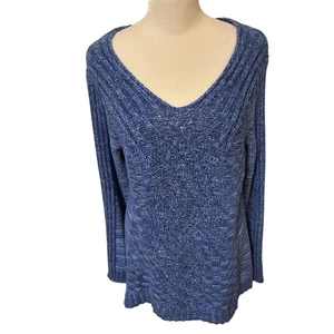 Suéter Pullover Coldwater Creek Talla L (14) Azul Mármol Tejido con Cable Acogedor - Imagen 1 de 8