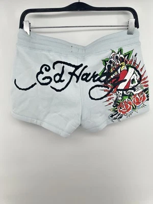Ed Hardy Sweat Shorts Womens Medium Graphic Print Skull Heart #L - Image 1 of 4