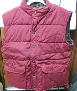 Vintage Peter Hankins Maroon Red Vest Mens Large Reversible Plaid Wool Puffer - Picture 1 of 6