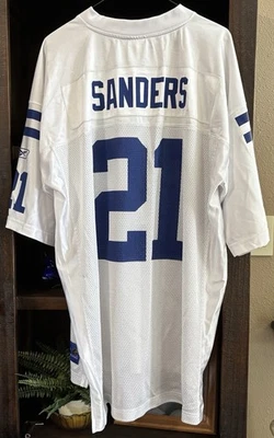 Camiseta branca Deion Sanders #21 Reebok Dallas Cowboys Away tamanho XL - Imagem 1 de 3