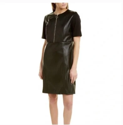 Vestido para mujer Nanette Lepore mini negro de cuero vegano talla US 6 NUEVO CON ETIQUETAS Foto 1 de 4