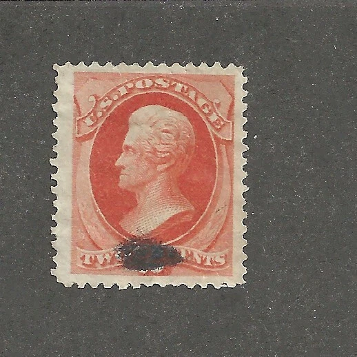 US 178c, 2 cent vermillion, with grill, XF, 1875, catalog value $2750+ - Image 1 of 2