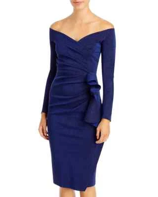 Nuevo con etiquetas Vestido Chiara Boni Silveria Sugar Lurex Volantes 10 EE. UU./46IT Iris Precio de venta sugerido por el fabricante: $750 Foto 1 de 4