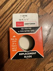 Vintage NEW NOS SEARS CRAFTSMAN 12ft REPLACEMENT TAPE MEASURE #39194 1/2" x 12’ - Picture 1 of 3