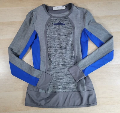 Adidas X Stella McCartney Azul Gris Correr Entrenamiento Top XS Camisa Manga Larga Foto 1 de 4
