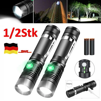 Superhelle Taschenlampe CREE LED 80000LM USB wiederaufladbare Fackel Batterie - Bild 1 von 4