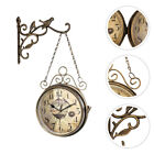 Vintage Double Sided Wall Clock for Outdoor Living Room Bedroom Retro Decor