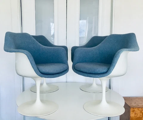 4 Eero Saarinen for Knoll Tulip Arm Chairs Upholstered Mid Century Modern Cover