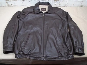 Izod Men’s Brown Leather Jacket Size XL Moto Jacket Motorcycle Bomber - Picture 1 of 10