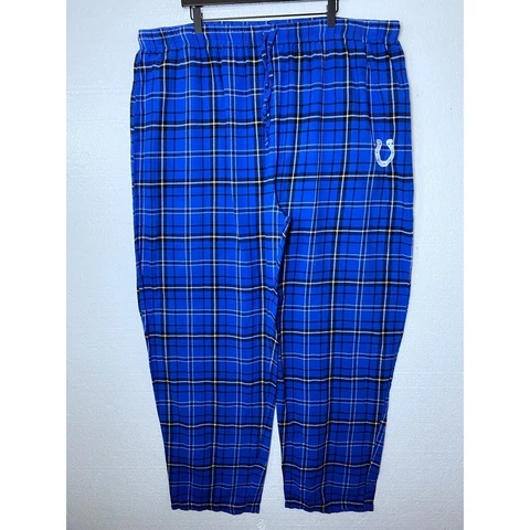 Indianpolis Colts NFL Team Apparel Mens Size 4XL Tall Blue Plaid PJ Pants Lounge Cover