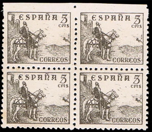 España 1937.Cifras Cid. Edifil xx 816 B . Bl-4. Error S/D margen superior. Raro - Imagen 1 de 1