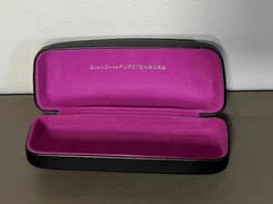 Diane Von Furstenberg DVF Glasses Case Black Bright Pink Lining 6" Hard Case - Picture 1 of 5