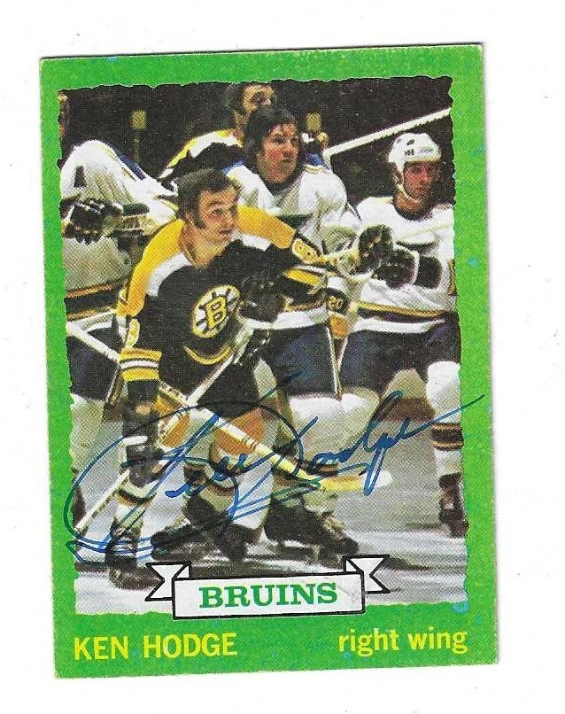 Signed Autographed KEN HODGE Boston Bruins 1973-74 Topps Card #133 COA - Image 1 of 1