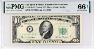 USA, $10, 1950, Small Size, Fr#2010-FN, PMG 66 EPQ,Federal Reserve Note Atlanta - Picture 1 of 7