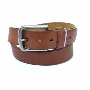 Cinturón de Cuero Grueso Para Hombre 35-38" Marrón Coñac Hebilla Plateada Boho Western Hecho a Mano - Imagen 1 de 6
