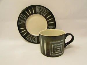 Firesong by Mikasa Potters Craft Line Geometric Design Flat Cup&Saucer B85 S247 - Picture 1 of 2