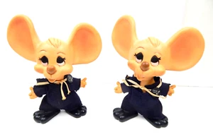1C Pair of Huron Products co Sailor Sam Vinyl Mouse Figures In Navy Uniforms VTG - Picture 1 of 8