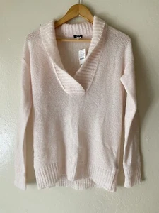 J. Crew Women Mohair bland Shawl neck Sheer Knit pullover Sweater Size XS Pink - Picture 1 of 10