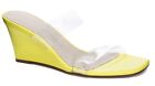 Chinese Laundry Tann Neon Lime Designer Strappy Wedge Sandals 6 Eur 36.5
