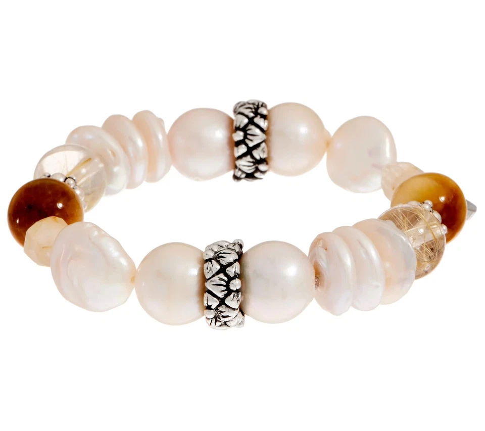 Pulsera elástica Stephen Dweck de múltiples piedras preciosas de ley Foto 1 de 1