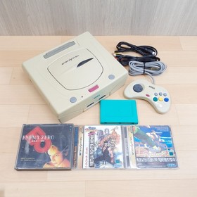 Sega Saturn Console Japan White bundle with 3 games Memory & Cables HST-3220