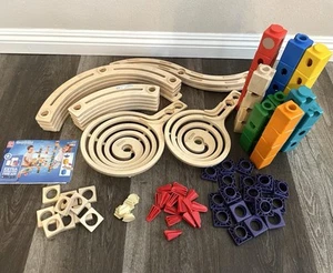 Hape E6008 The Cyclone Quadrilla Wood Marble Run Set No Marbles - Picture 1 of 7