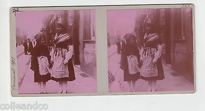 Vue Stéréoscopique / Stéréo : CARNAVAL 1913 avec Pub plaque émaillé MAGGI - Photo 1/2