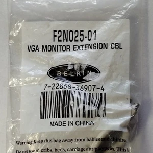 NEW IN BAG Belkin VGA Monitor Cable 1' F2N025-01 - Picture 1 of 11