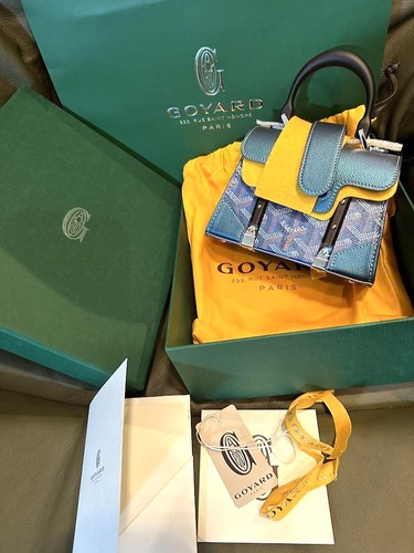 GOYARD Saigon Nano Borsa Tracolla Blu Perla Borsetta Donna Autentica Nuova Prova L d