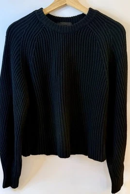 The Row 50% Cashmere 50% Silk Crewneck Sweater Ribbed Design Black  - Image 1 of 4