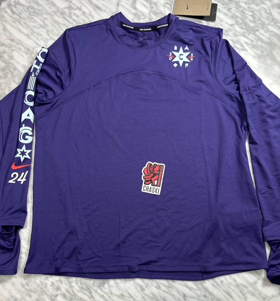 Nike 2024 Chicago Marathon Long Sleeve Dri Fit FV6326-521 Purple Women's M