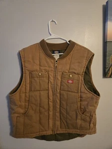 Dickies Work Vest Jacket Size XL Brown Lined - Picture 1 of 5