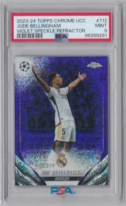 2023-24 Topps Chrome UCC Jude Bellingham Violet Speckle Refractor #112 PSA 9 - Picture 1 of 2